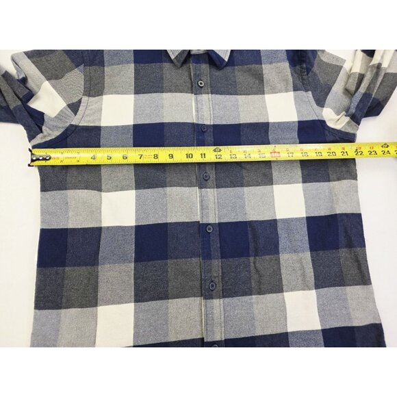 Untuckit Slim Fit Size Large Men Blue White Gray Check Flannel Long Sleeve Shirt - Picture 3 of 9